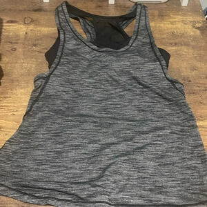 LULULEMON Glide & Stride Tank Heathered Black/Grey Tank + Sport Bra. Size 4.